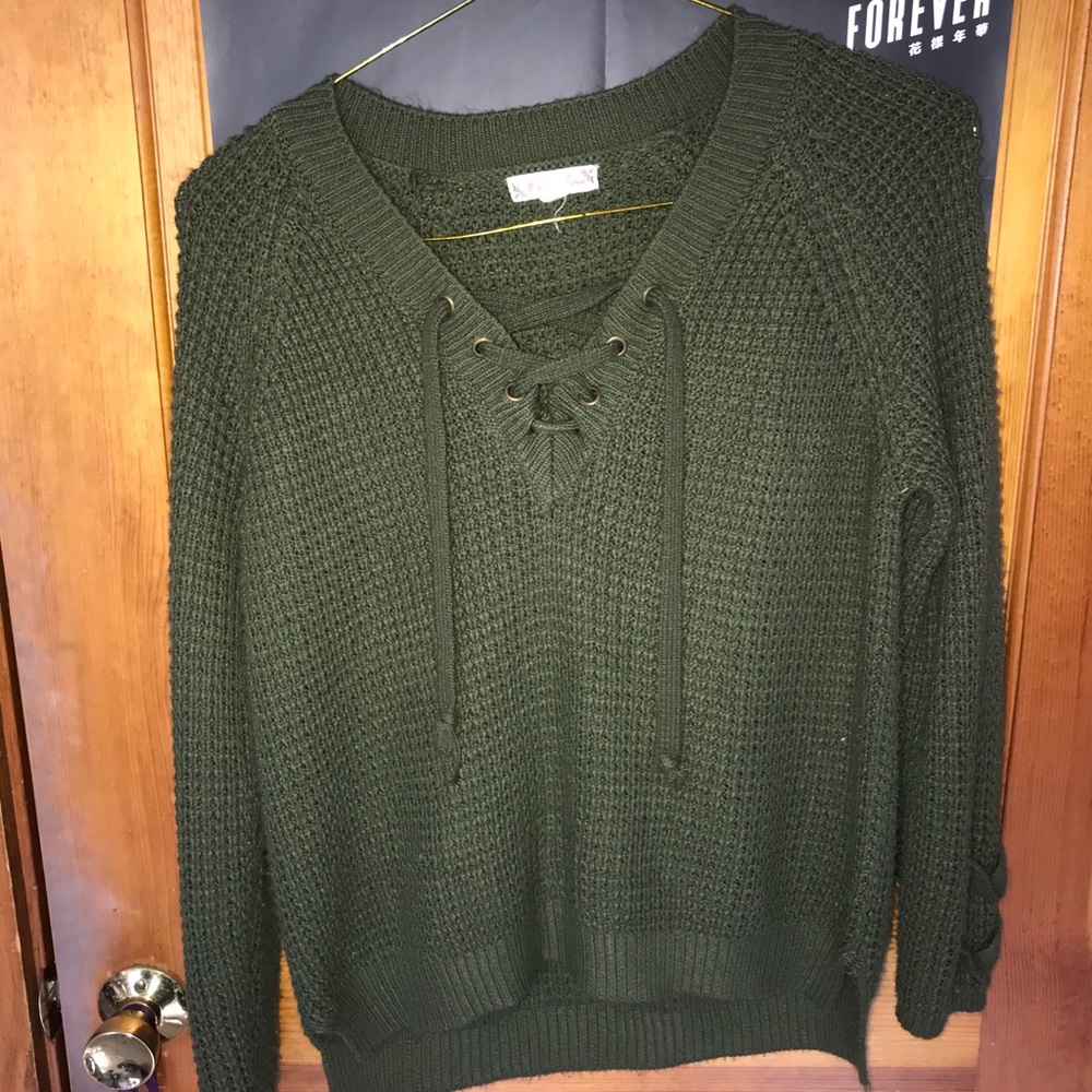 Lace-up sweater